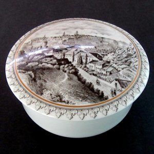 Villeroy and Boch trinket, jewelry keepsake box black & gray landscape & castle